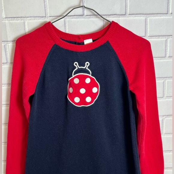 GYMBOREE Girls Intarsia Sweater Dress - Little Ladybug blue/size 12 - Picture 5 of 8
